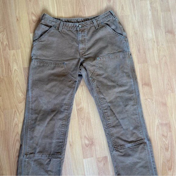 Carhartt Women’s Double Knee Naturally Distressed Brown Pants Size 14x34 - Picture 5 of 8